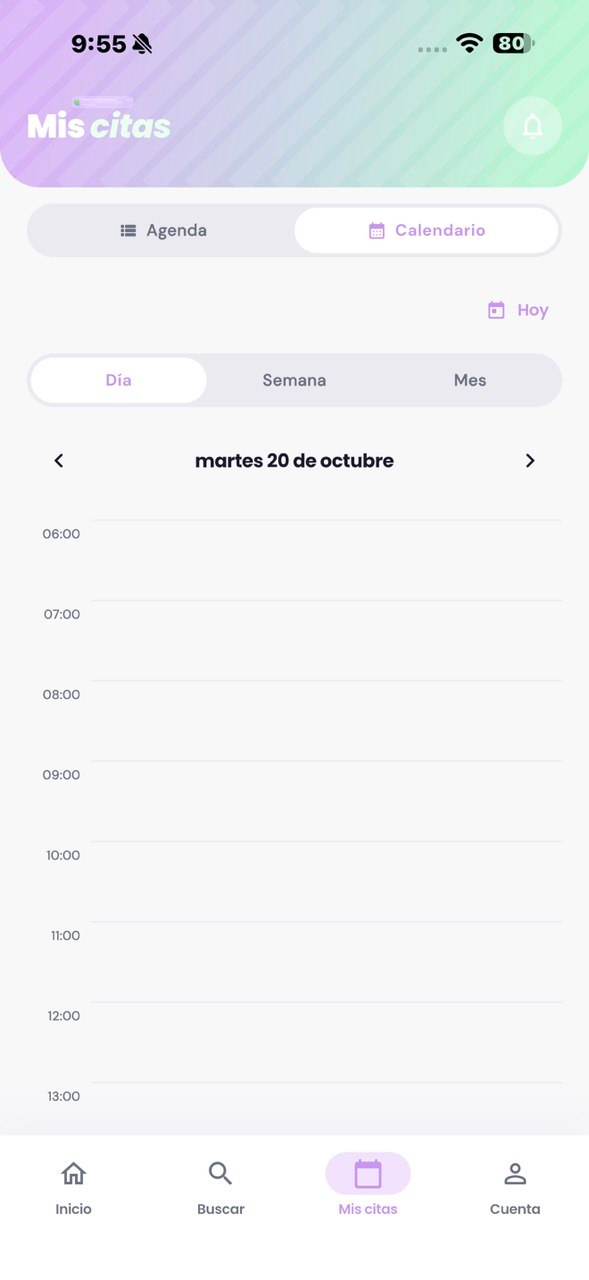 Pantalla de citas del usuario en CuteApp