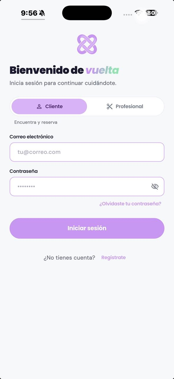 Pantalla de inicio de sesión de la app CuteApp